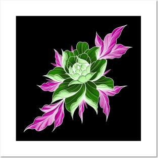 The Green Neon Peony Posters and Art